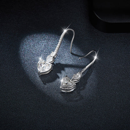 5.44 Carat 925 Sterling Silver Sparkala™ Heart Drop Earrings