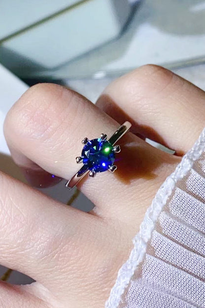 1 Carat Blue Brilliant Round Cut Sparkala™ 6-Prong Solitaire Ring (Platinum Over Pure Sterling Silver)