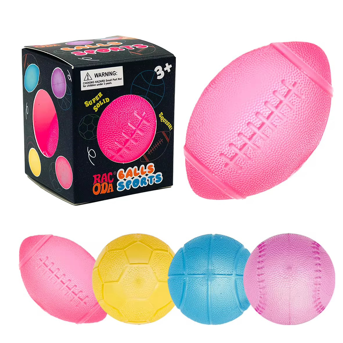 Sensory Sports Ball Squishies – Sugar-Filled TPR Squish Squeeze Toys for Stress Relief & Fidget Play