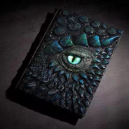 3D Dragon Eye Resin Journal – Handmade Gothic Embossed A5 Notebook, Blank Vintage Fantasy Diary & RPG Spellbook