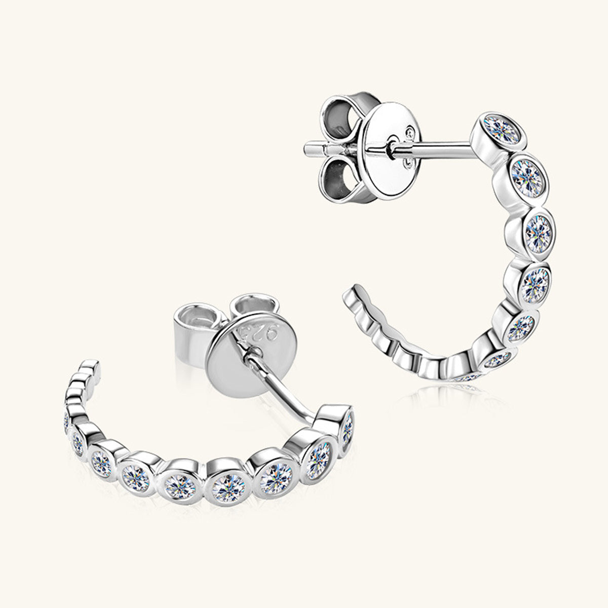 Inlaid Sparkala™ Pure Sterling Silver C-Hoop Earrings