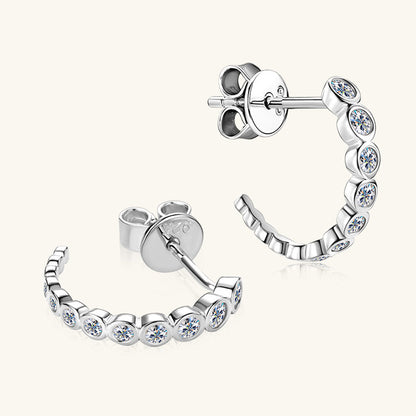 Inlaid Sparkala™ Pure Sterling Silver C-Hoop Earrings