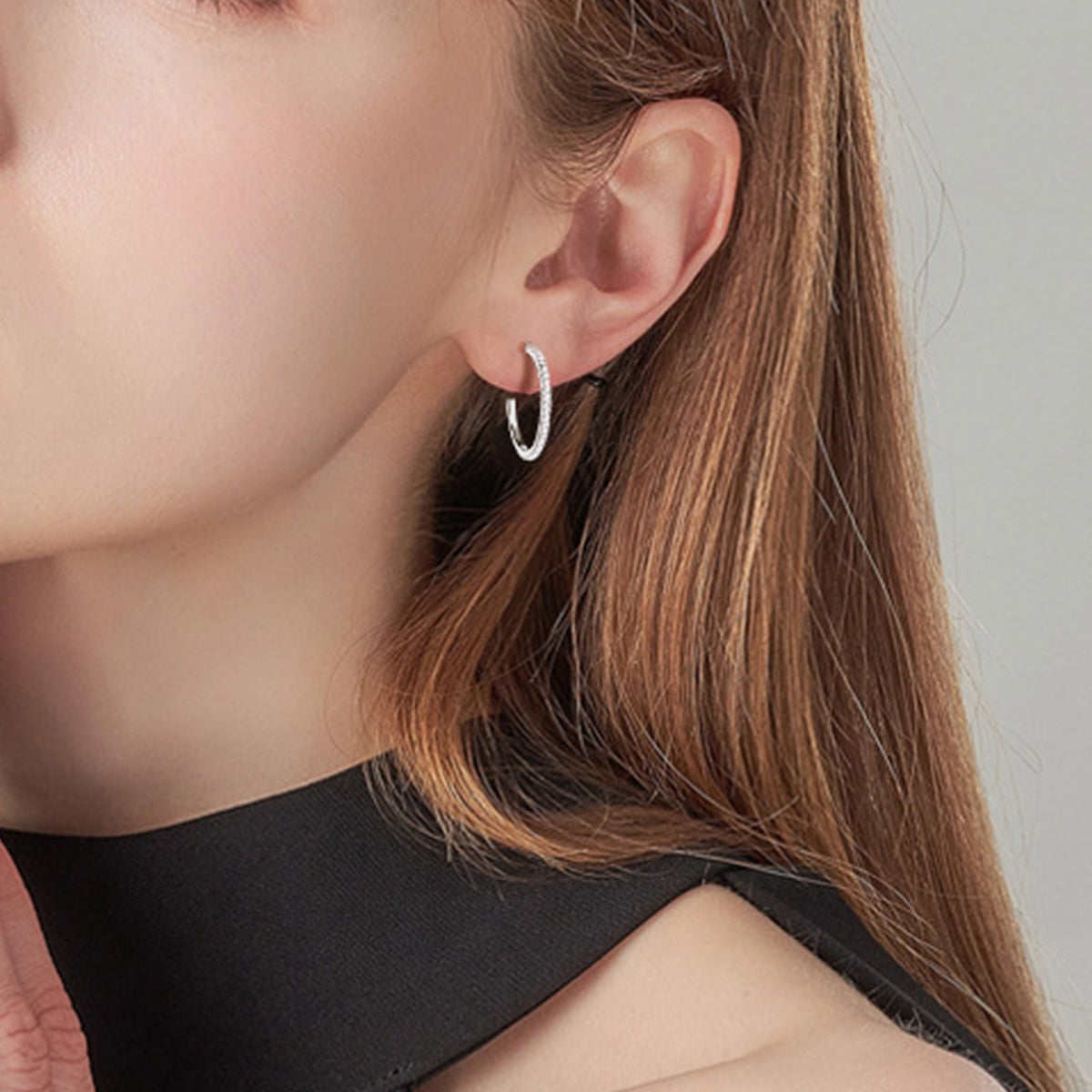 Inlaid Sparkala™ Pure Sterling Silver C-Hoop Earrings