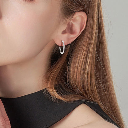 Inlaid Sparkala™ Pure Sterling Silver C-Hoop Earrings