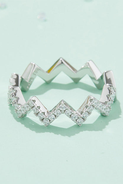 Sparkala™ Wavy Band Ring (Platinum Over Pure Sterling Silver)