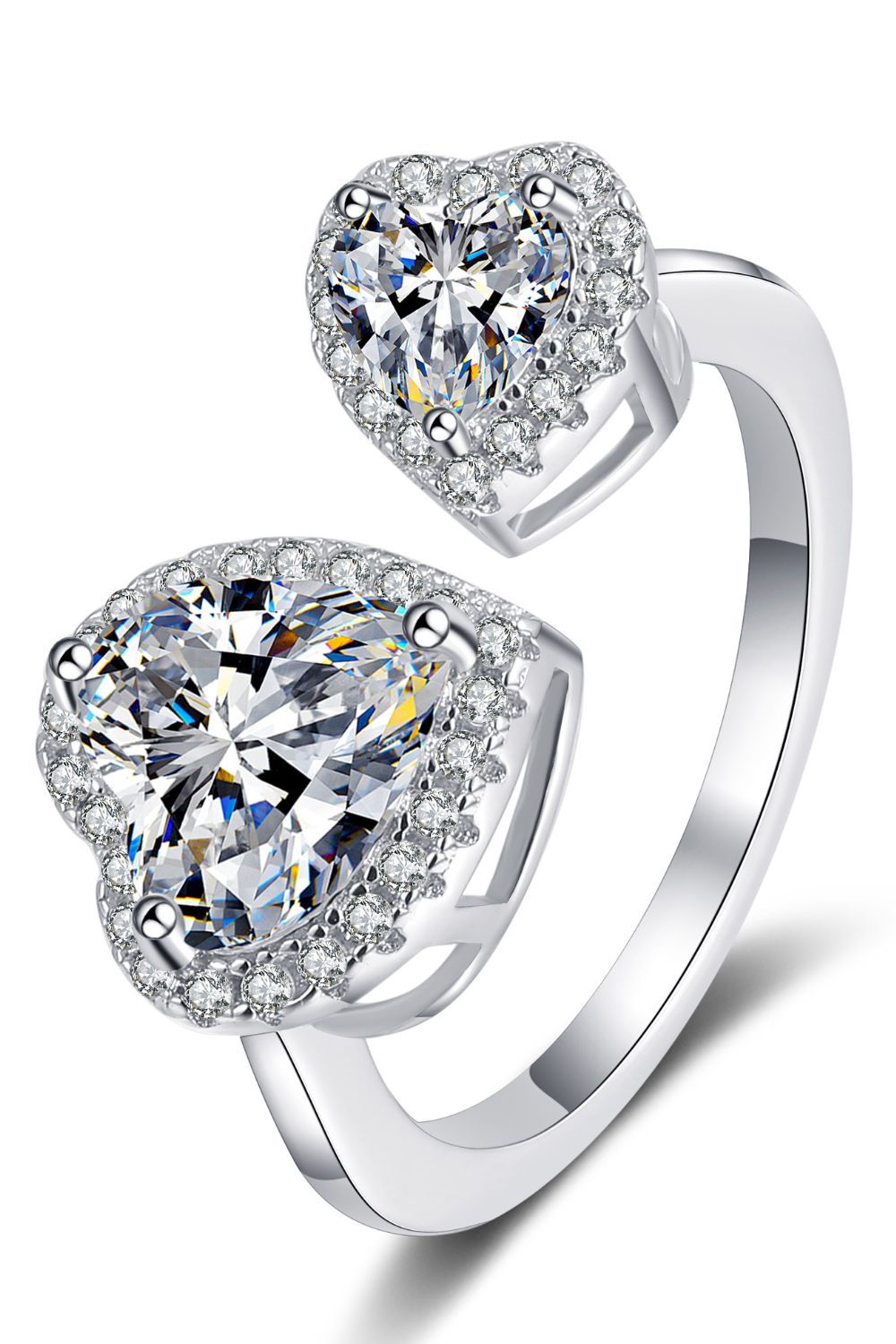 Sparkala™ Open Double Heart Ring (Platinum Over Pure Sterling Silver)