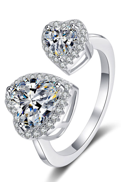 Sparkala™ Open Double Heart Ring (Platinum Over Pure Sterling Silver)