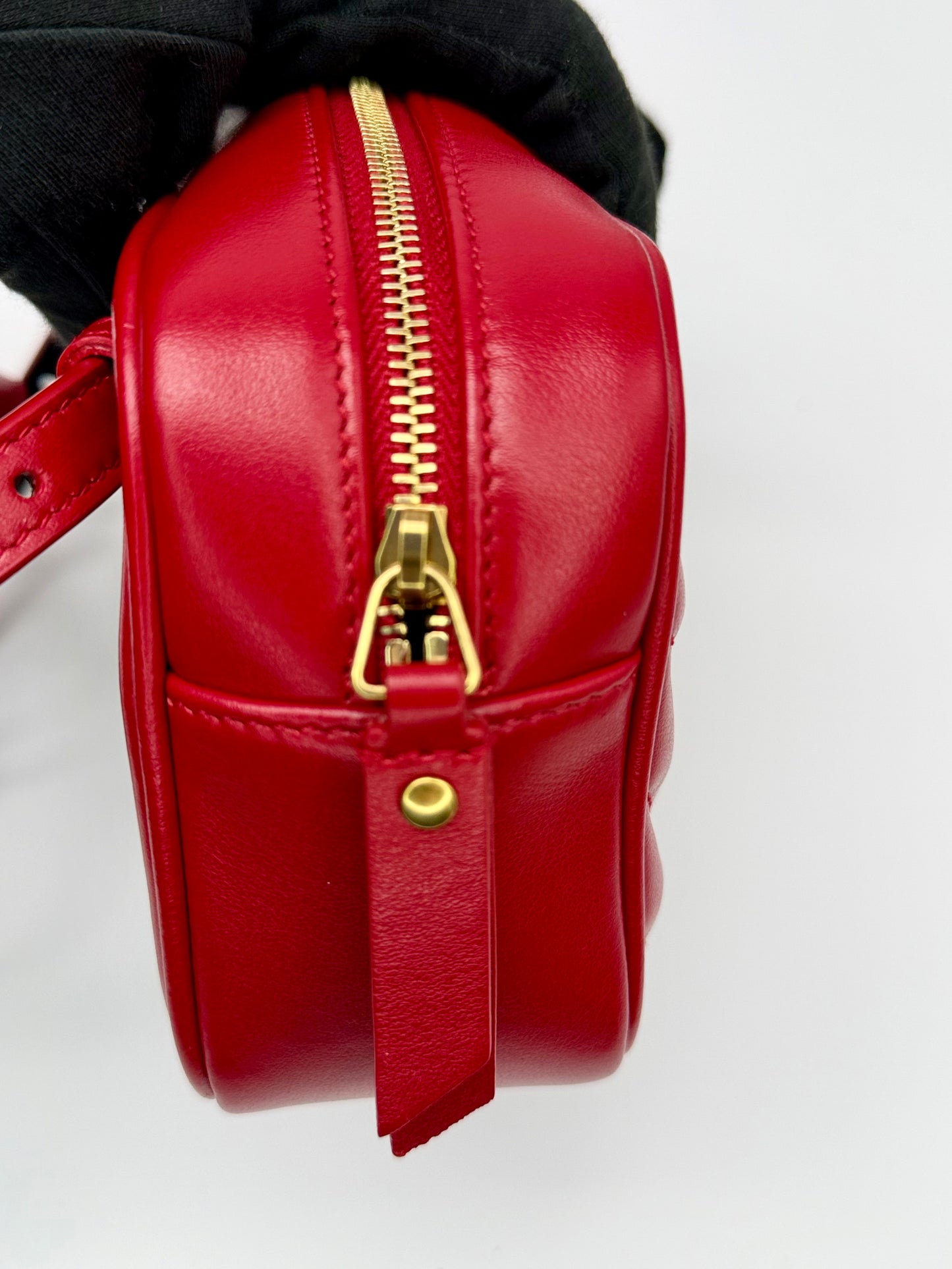 Yves Saint Laurent (YSL) Lou Quilted Leather Belt Bag - Red with Gold Hardware - Authentic, Pre Loved