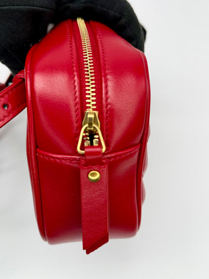Yves Saint Laurent (YSL) Lou Quilted Leather Belt Bag - Red with Gold Hardware - Authentic, Pre Loved