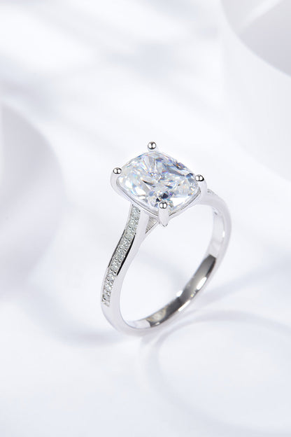 3 Carat Radiant-Cut Sparkala™ Side Stone Ring (Platinum Over Pure Sterling Silver)
