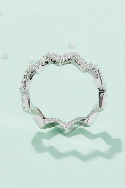Sparkala™ Wavy Band Ring (Platinum Over Pure Sterling Silver)