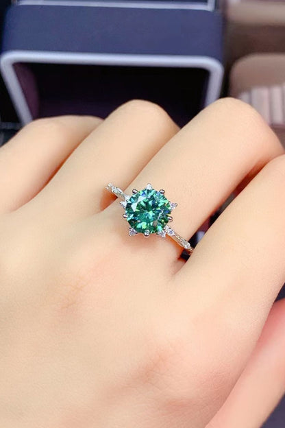 All Eyes On Me 1 Carat Green Brilliant Round Cut Sparkala™ Platinum-Plated Ring