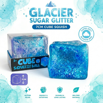Massive Glacier Glitter Sugar Squish Squeeze Sensory Maltose Cube