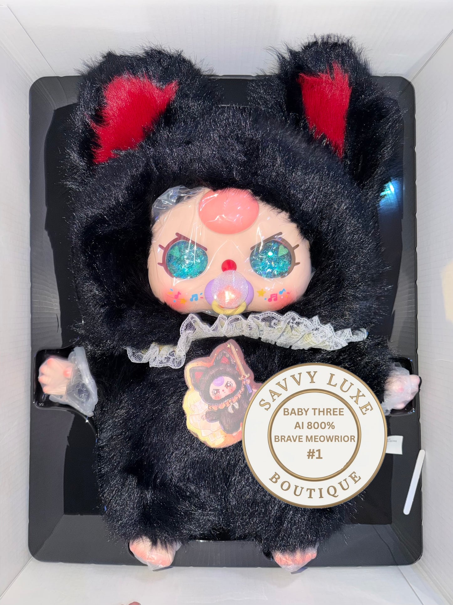 Baby Three Ai 800% Brave Meowrior Black Kitten Plush - Various Eye Styles, Expressions & Accessories