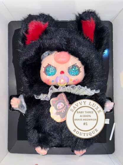 Baby Three Ai 800% Brave Meowrior Black Kitten Plush - Various Eye Styles, Expressions & Accessories