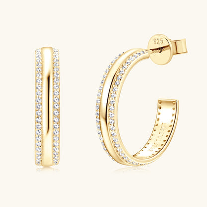 Pure Sterling Silver Inlaid Sparkala™ C-Hoop Earrings