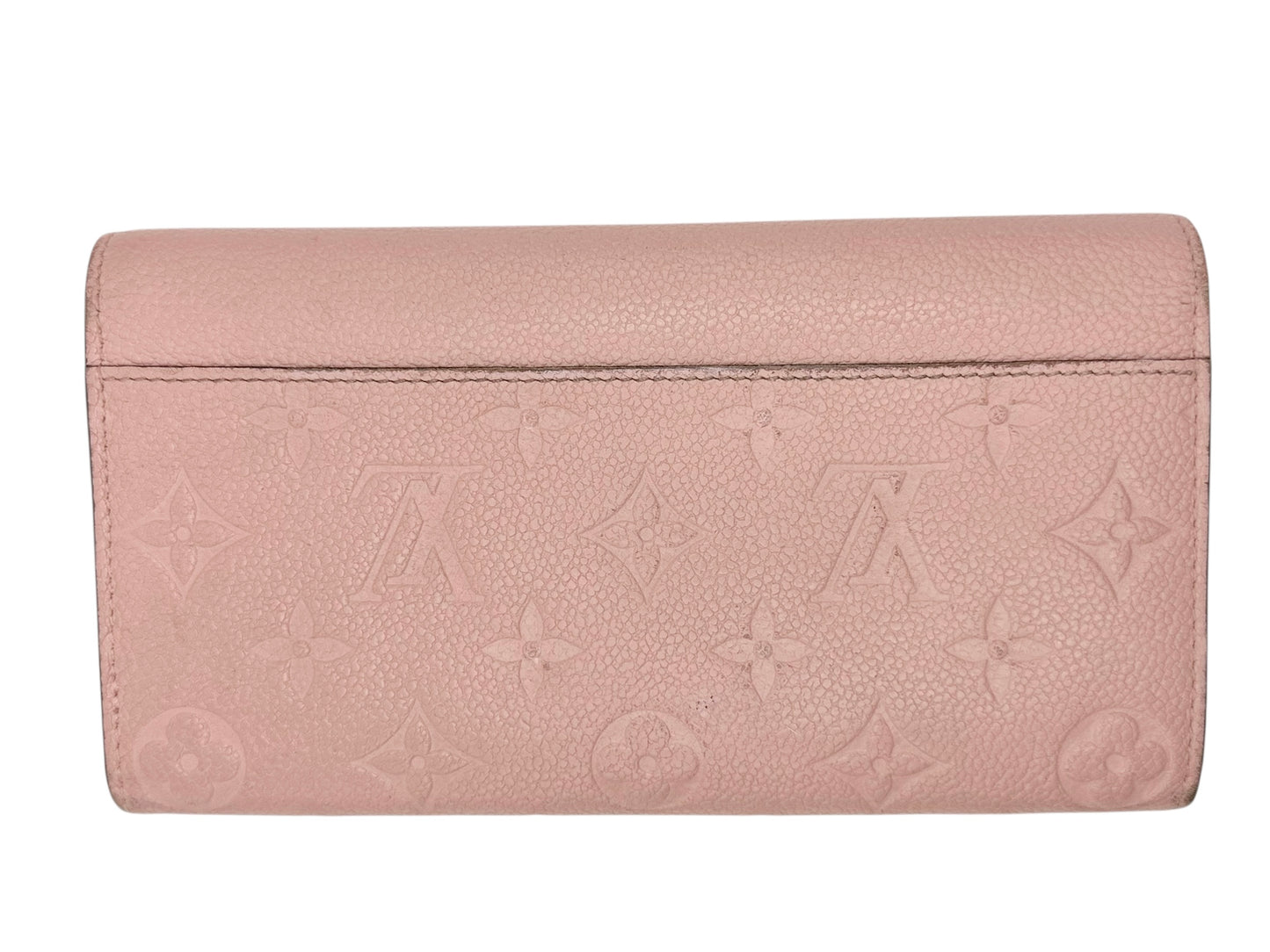 Louis Vuitton Rose Poudre Empreinte Sarah Wallet NM with Chain
