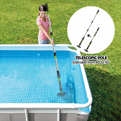 Rechargeable Cordless Pool Vacuum – Handheld Underwater Cleaner with 90-Min Runtime, Telescopic Pole