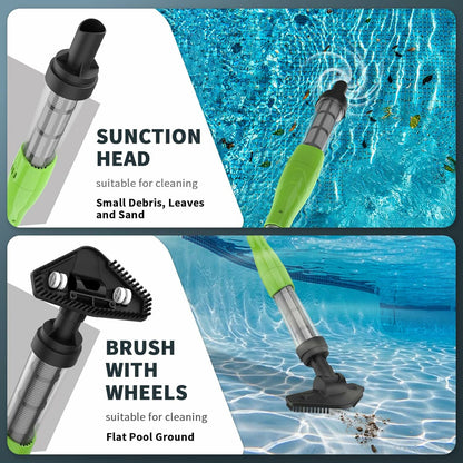 Rechargeable Cordless Pool Vacuum – Handheld Underwater Cleaner with 90-Min Runtime, Telescopic Pole
