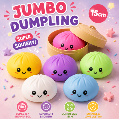 JUMBO 15cm Kawaii Dumpling Squishy Super Soft with Steamer Storage Box