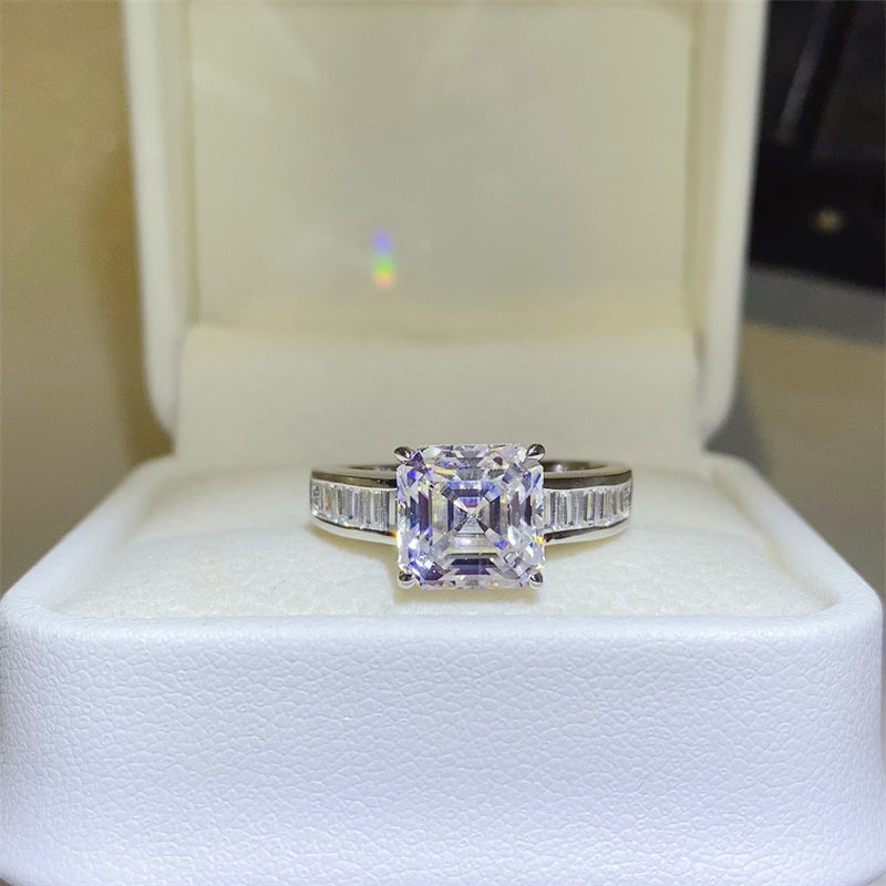 3 Carat Asscher Cut Sparkala™ Pure Sterling Silver Square Shape Ring