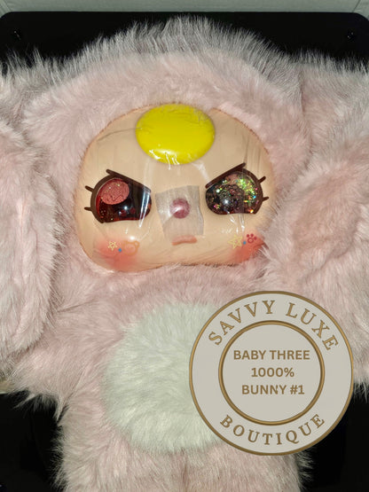 BABY THREE 1000% Big Baby Pink Bunny Confirmed Authentic Art Toy
