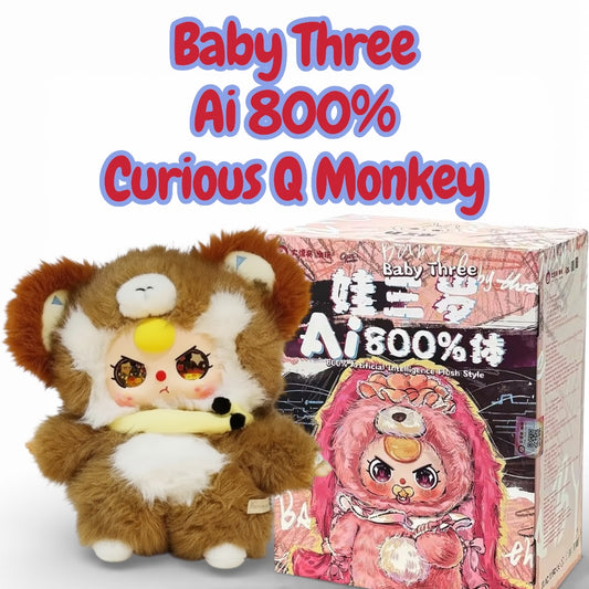 Baby Three Ai 800% Brown Curious Q Monkey Plush - Various Facial Features