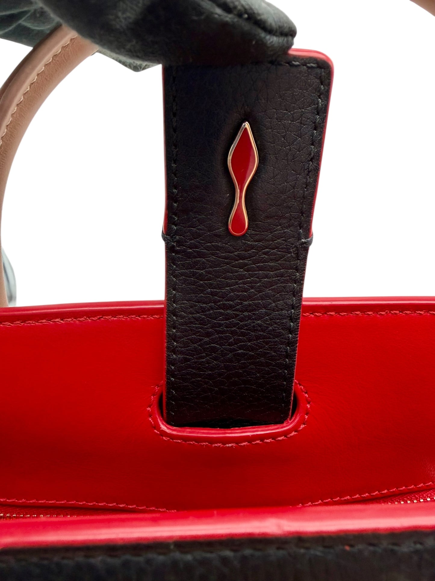 Christian Louboutin Paloma Medium Tote Bag - Black Grainy Leather with Spikes, Iconic