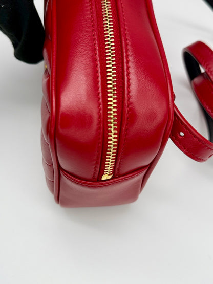 Yves Saint Laurent (YSL) Lou Quilted Leather Belt Bag - Red with Gold Hardware - Authentic, Pre Loved