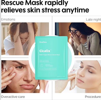 ZealSea Rescue & Repair Duo Facial Mask Set (8 Pack, 4+4) – Cicalix Soothing Rescue Serum Mask & Ceramidbar Skin Barrier Reset Mask – Hydrating, Plumping, Anti-Aging Clinic-Grade Derm Solution