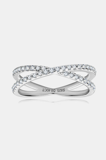 Sparkala™ Platinum Over Pure Sterling Silver Crisscross Ring