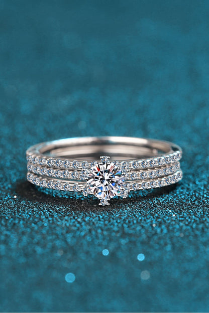 Sparkala™ 925 Rhodium Over Pure Sterling Silver Ring Set