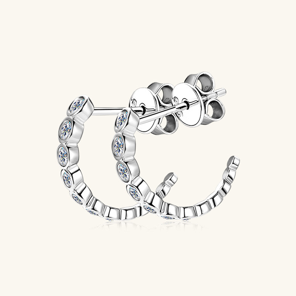 Inlaid Sparkala™ Pure Sterling Silver C-Hoop Earrings