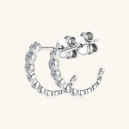 Inlaid Sparkala™ Pure Sterling Silver C-Hoop Earrings