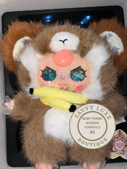 Baby Three Ai 800% Brown Curious Q Monkey Plush - Various Facial Features