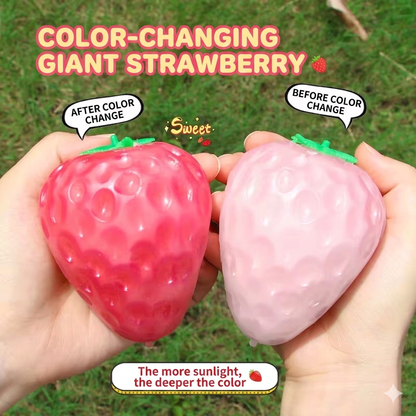 Magic Color-Changing Giant Strawberry Squishy Squeeze TPR Filled Toy – UV Sensitive Stress Reliever!