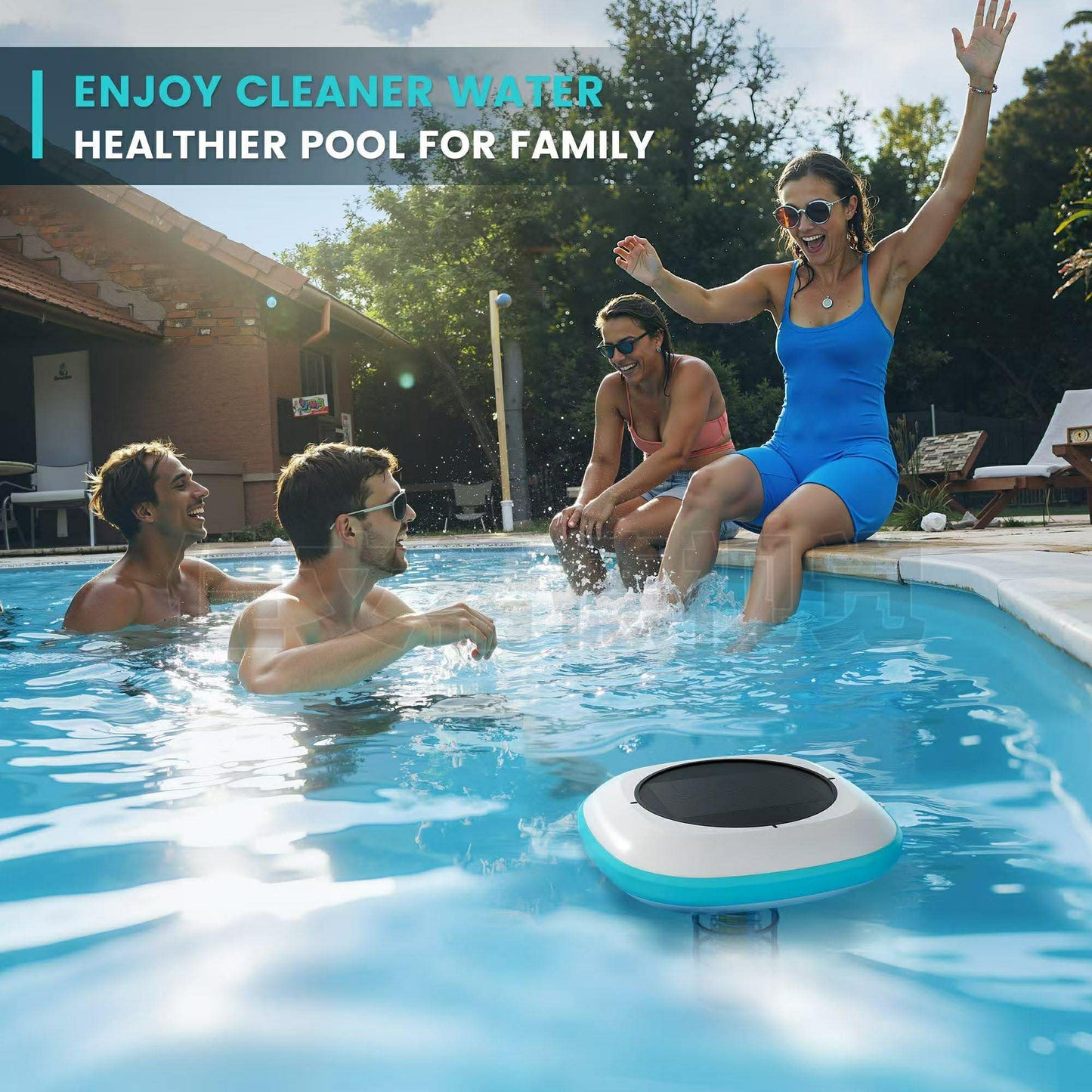 SOLAR POOL IONIZER, CHEMICAL-FREE FLOATING WATER PURIFIER, UP TO 45,000 GALLONS