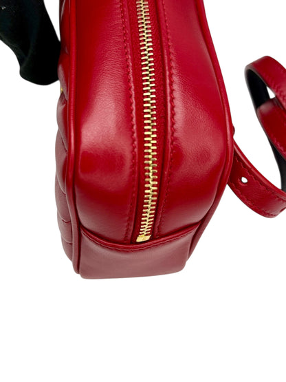 Yves Saint Laurent YSL Lou Mini Belt Bag in Red Quilted Lambskin Leather with Tassel Charm - AUTHENTIC