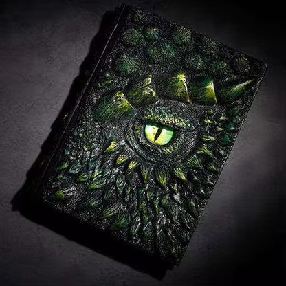 3D Dragon Eye Resin Journal – Handmade Gothic Embossed A5 Notebook, Blank Vintage Fantasy Diary & RPG Spellbook
