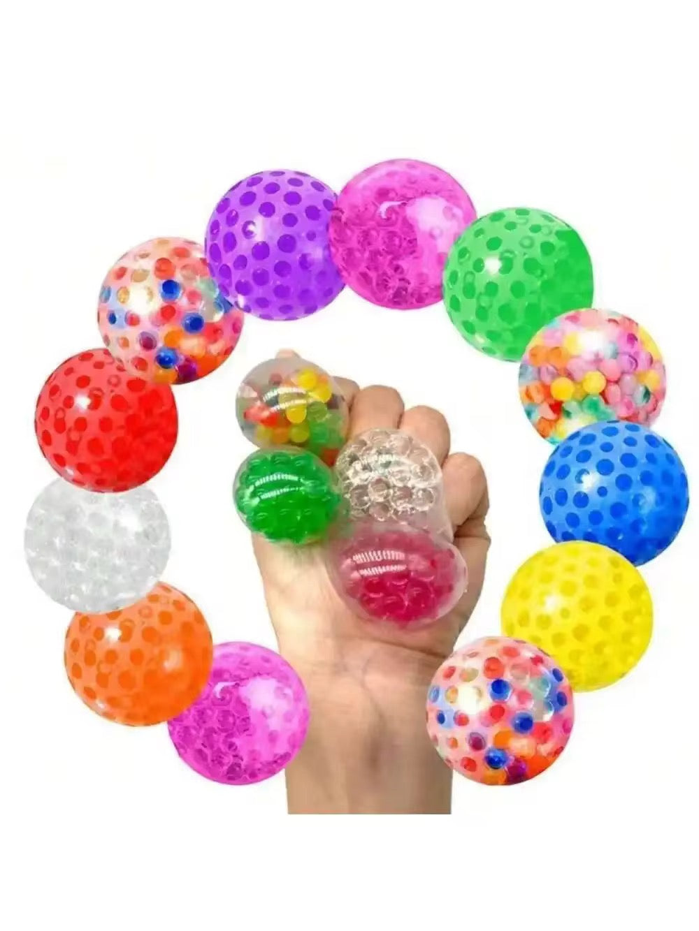 Mini Boba Bead Stress Popper Balls – 3.5cm Squeeze Sensory Grape Toys, Colorful Squishy for ADHD, Anxiety Relief