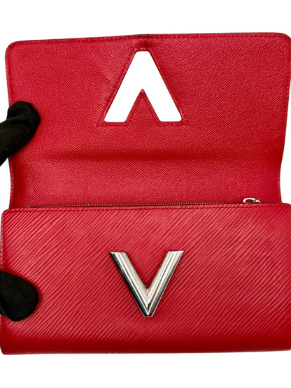 Authentic Louis Vuitton Twist Epi Leather Coquelicot Red Silver Hardware WOC Wallet on Chain