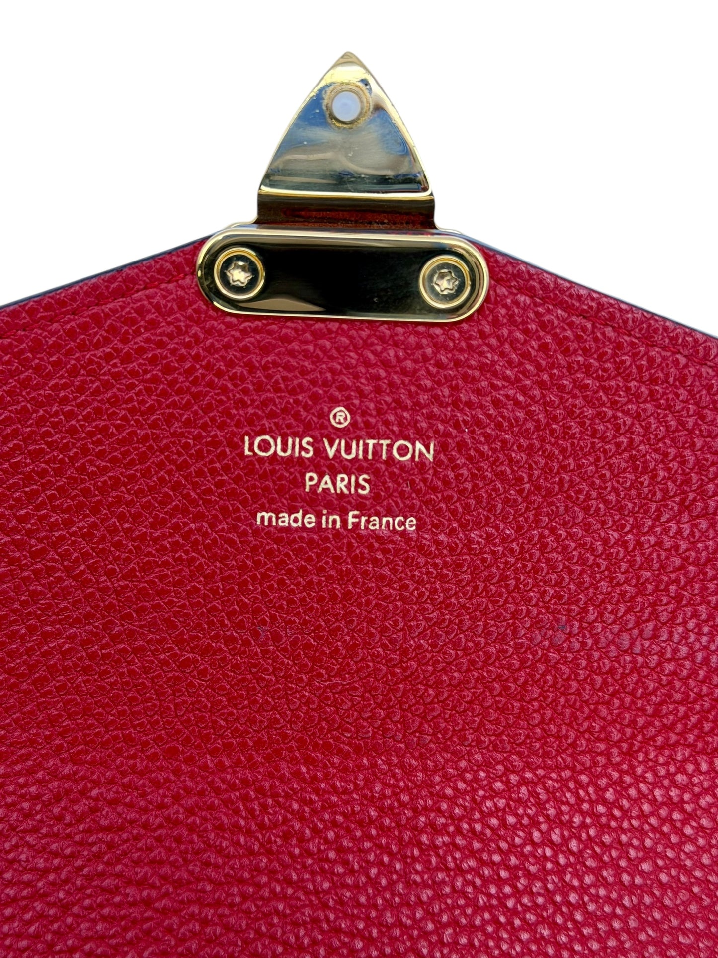 Louis Vuitton Pallas Wallet with Chain - Monogram Canvas & Scarlet Red Calfskin Leather - Excellent Preloved Condition