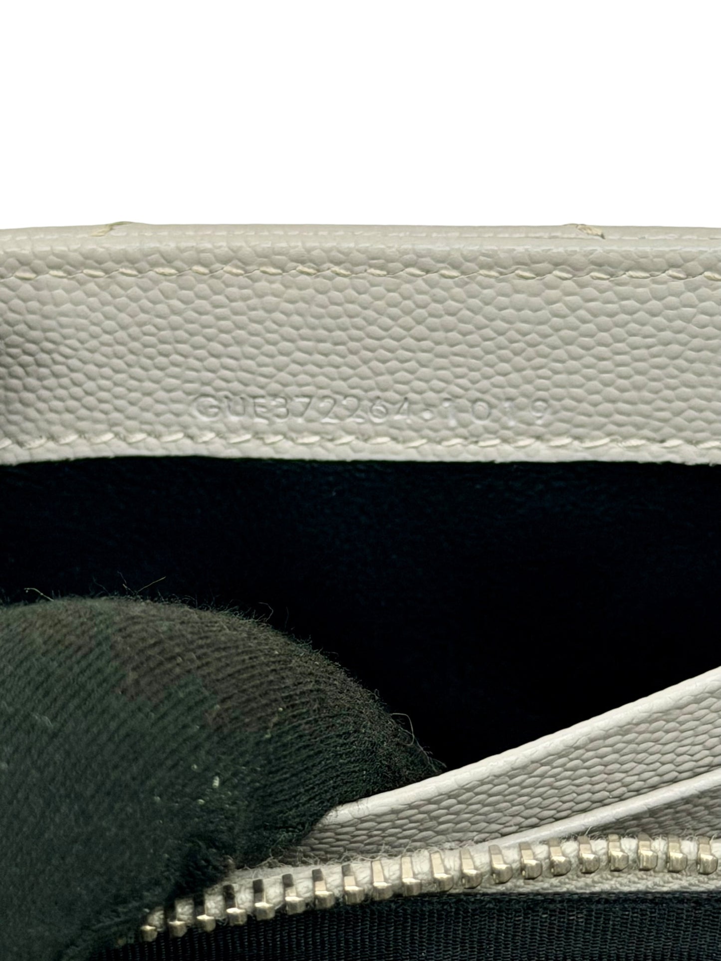 Yves Saint Laurent YSL Cassandre Matelassé Envelope Chain Wallet in Fog (Light Grey) Grain de Poudre Leather with Silver Hardware - AUTHENTIC