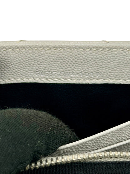 Yves Saint Laurent YSL Cassandre Matelassé Envelope Chain Wallet in Fog (Light Grey) Grain de Poudre Leather with Silver Hardware - AUTHENTIC