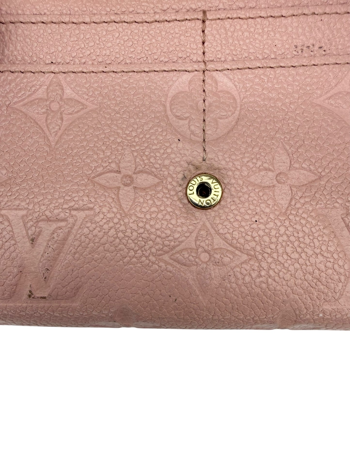 Louis Vuitton Rose Poudre Empreinte Sarah Wallet NM with Chain