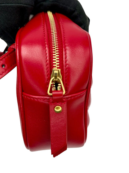 Yves Saint Laurent YSL Lou Mini Belt Bag in Red Quilted Lambskin Leather with Tassel Charm - AUTHENTIC