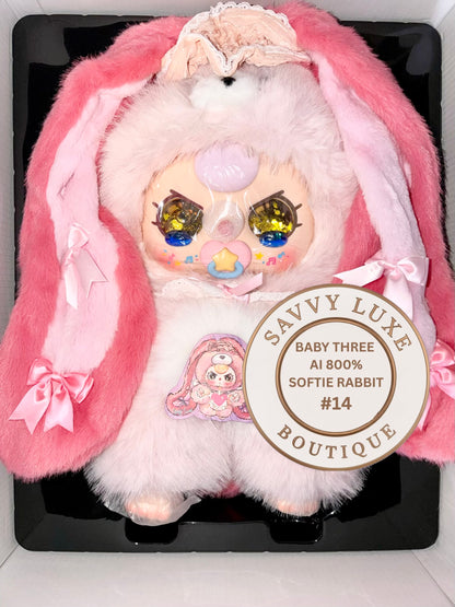 Baby Three Ai 800% Pink Softie Rabbit Plush - Various Eye Styles, Expressions & Accessories