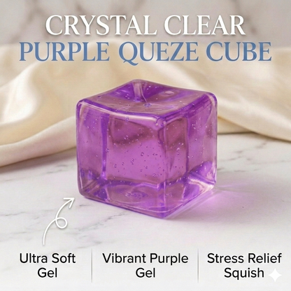 Crystal Clear Squish Cube – 5.5cm Transparent TPR Maltose Filled Stress Ball | Ultra-Soft Sugar Gel Fidget Toy for Anxiety Relief, Sensory Play & Hand Therapy