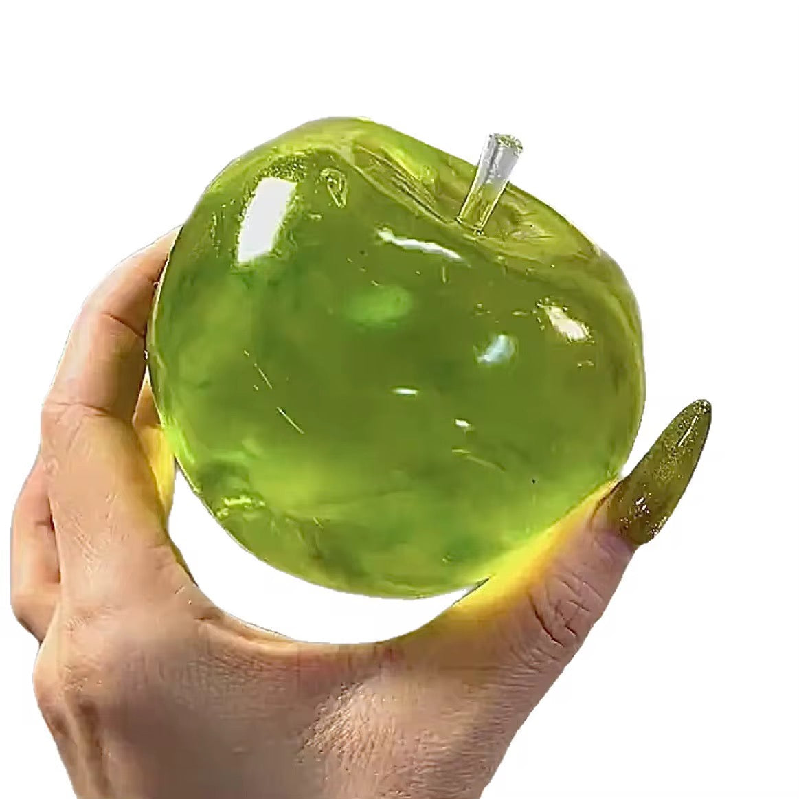 Clear Green Apple Maltose Squishy Toy - Crystal Sugar Squeeze Fidget - Ultra Satisfying Malt Glucose Sensory Stress Relief Toy 5.5cm