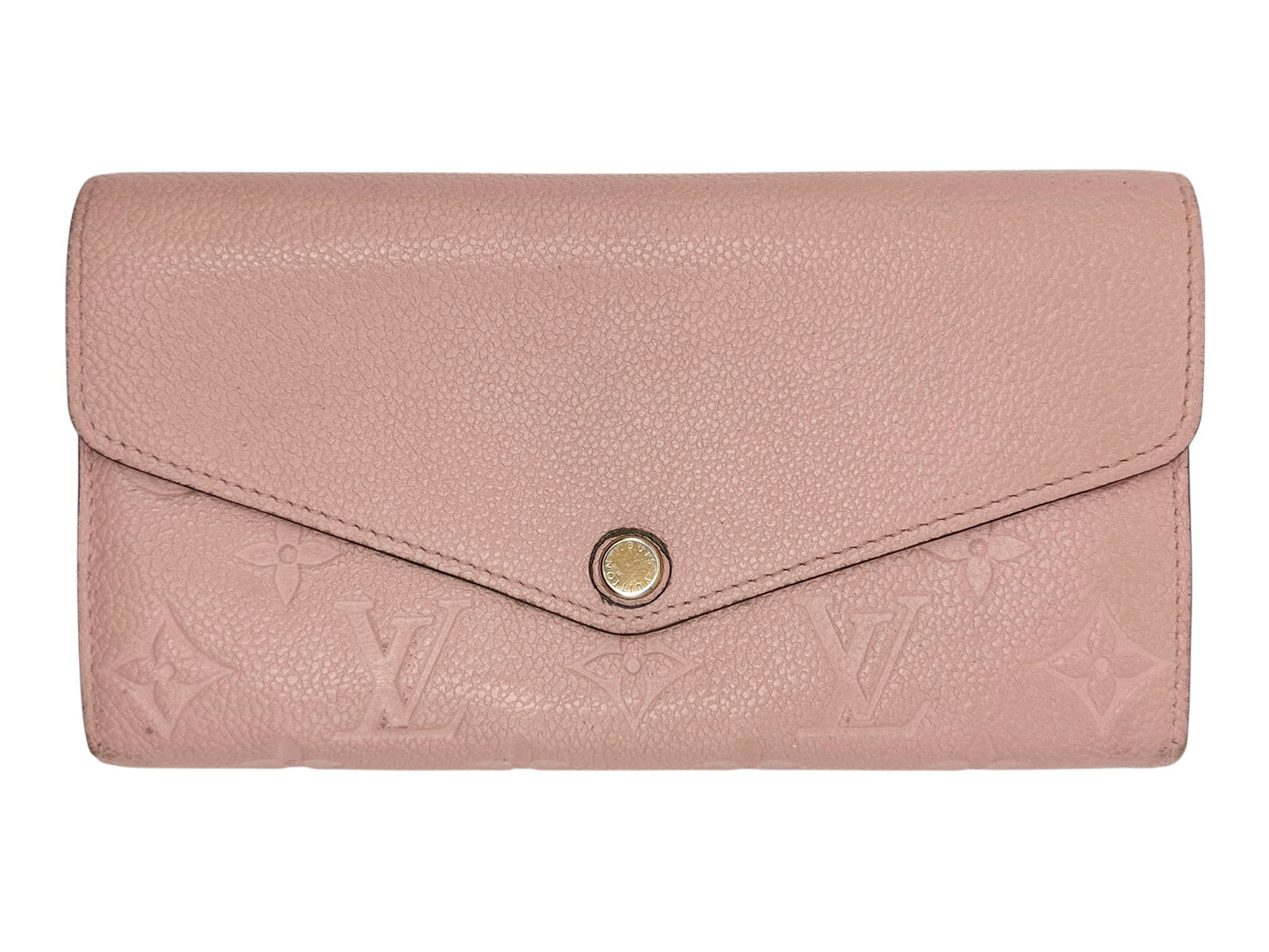 Louis Vuitton Rose Poudre Empreinte Sarah Wallet NM with Chain